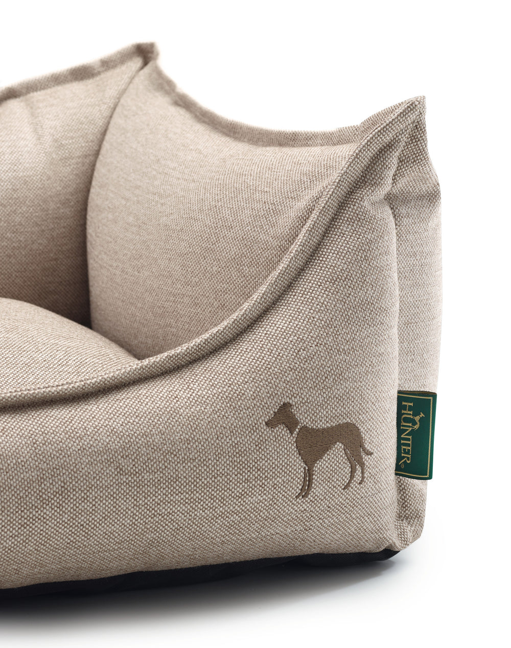 LIVINGSTON Sofa - Hunter Pet Store -Cozy dog sofa with robust structured fabric -Elegant-classic design, with fine HUNTER embroidery -A high rim can support the dog's sense of security -Bulky filling and pleasantly soft feel -Per zipper removable cover -Cover washable at 140 °F
