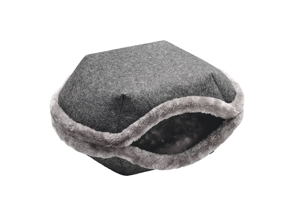LUGANO Cave Bed - Hunter Pet Store -2-in-1: cuddly cave and bed for pets -For hiding, sleeping and resting -Can be converted with a few hand movements -With removable, cuddly inner cushion/li> -Hand wash -21.7"