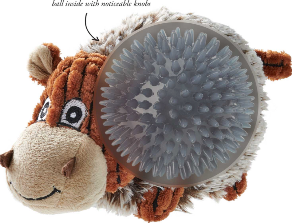 PORI Cow Dog toy - Hunter Pet Store -soft and fluffy outside -sturdy hedgehog ball made from TPR inside -with a squeaker -washable at 86 °F