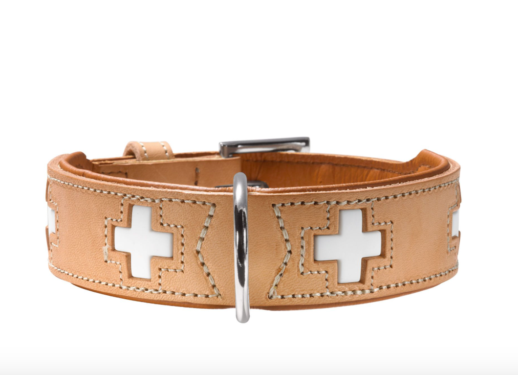 SWISS Collar - Hunter Pet Store -especially soft cow leather -crosses are sewn in individually -made in Germany