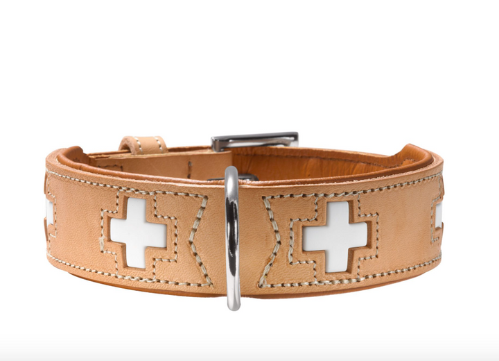 SWISS Collar - Hunter Pet Store -especially soft cow leather -crosses are sewn in individually -made in Germany