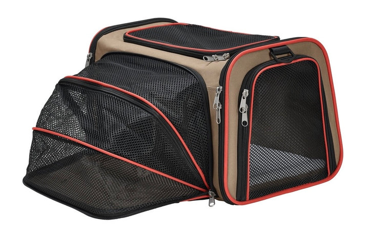 SYDNEY Dog carrier - Hunter Pet Store -carry bag for pets weighing up to 14.5 lb -washable, robust material with mesh inserts for optimum air supply -with carrying handle and detachable, adjustable shoulder strap -the lying surface can be significantly extended with a zipper -possible access from the front, top and sides