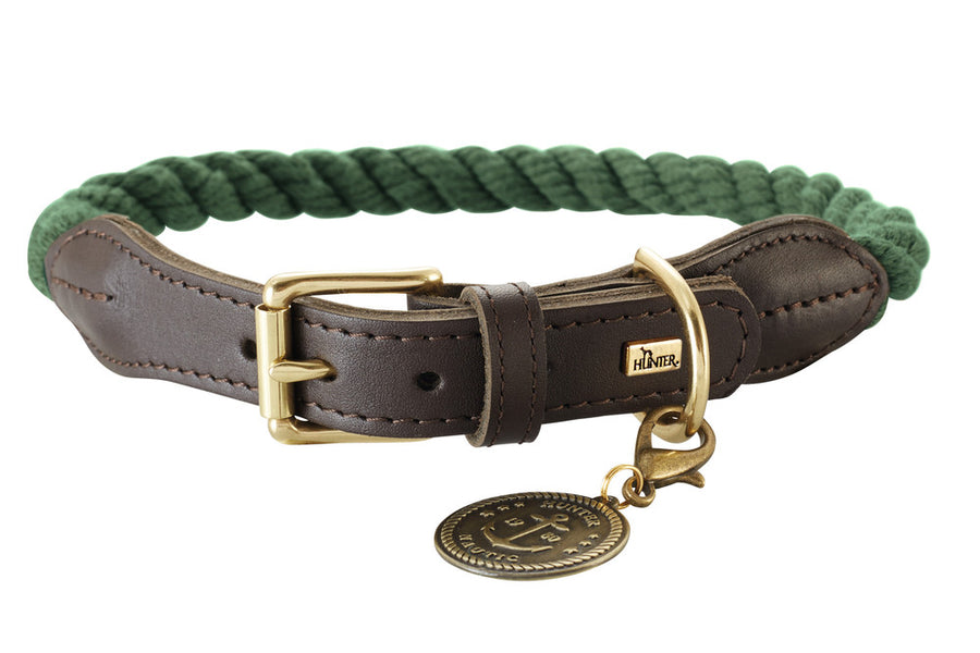 Adjustable LIST Collar - Hunter Pet Store -nautical rope look -robust braiding -with scissor carabiner -brass fittings -with detachable brass badge -adjustable -ideal for small dogs -Ahoy there!