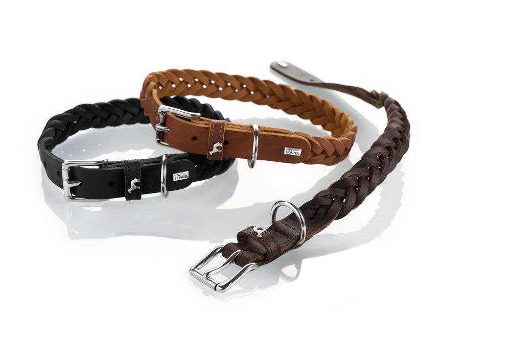 SOLID EDUCATION Special Collar - Hunter Pet Store -cow leather -hand-braided -made from a single piece of leather -made in Germany