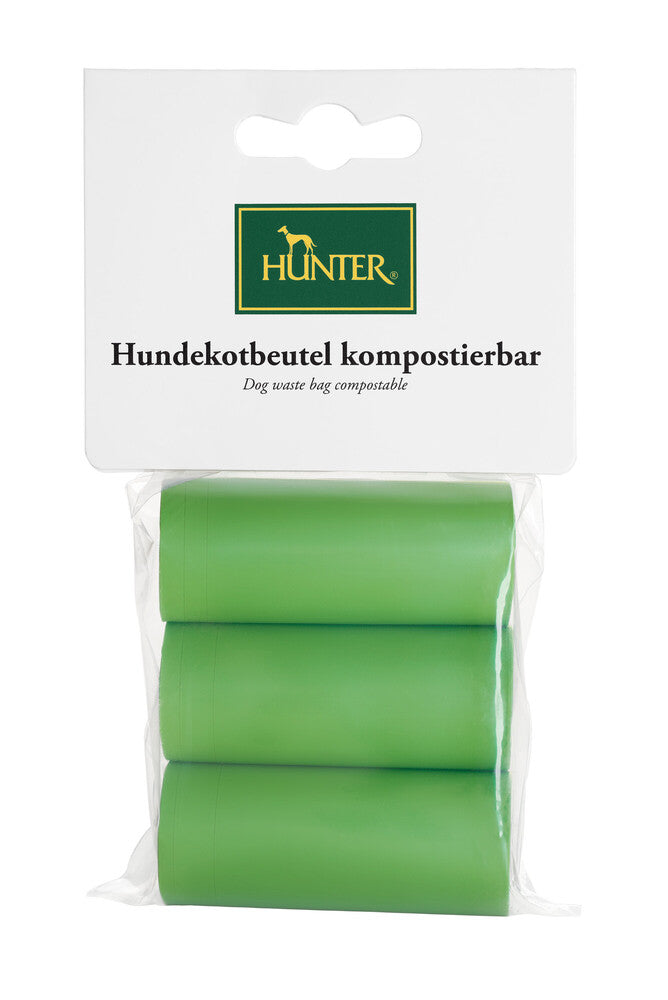 Compostable waste bags - Hunter Pet Store The drip-proof dog waste bag by HUNTER is compostable and therefore completely biodegradable. In one package there are 3 rolls of 10 bags each. compostable solid waste bag 3 rolls of 10 bags each drip-proof