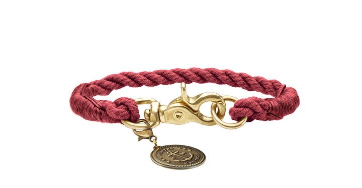 LIST Collar - Hunter Pet Store -nautical rope look -robust braiding -with scissor carabiner -brass fittings -with detachable brass badge -not adjustable -ideal for small dogs -Ahoy there!