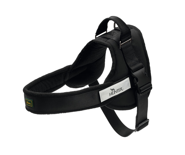 RANGER Norwegian harness - Hunter Pet Store -made of high-quality nylon material with reflective elements -chest and shoulder area padded with fleece -adjustable belly strap -with foldable hand loop -with velcro attachment for individual patches -two velcro inscriptions included, one reflective