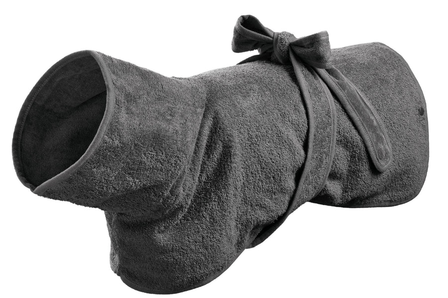 RIGA Bathrobe - Hunter Pet Store -dog bathrobe made of particularly absorbent cotton -supports quick drying and protects against cooling down -protects car and furniture from dirt -easy to put on and take off -optional fastening possible by press stud underneath the tail -washable at 140 °F