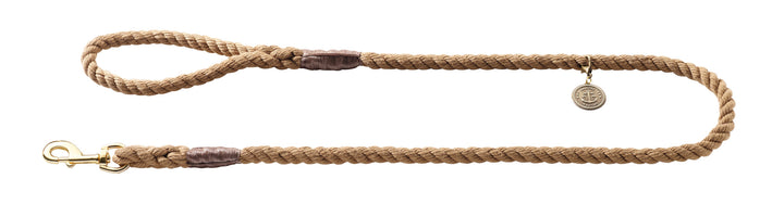 LIST Leash - Hunter Pet Store -nautical rope look -robust braiding -brass fittings -detachable brass badge -with hand loop -Ahoy there!