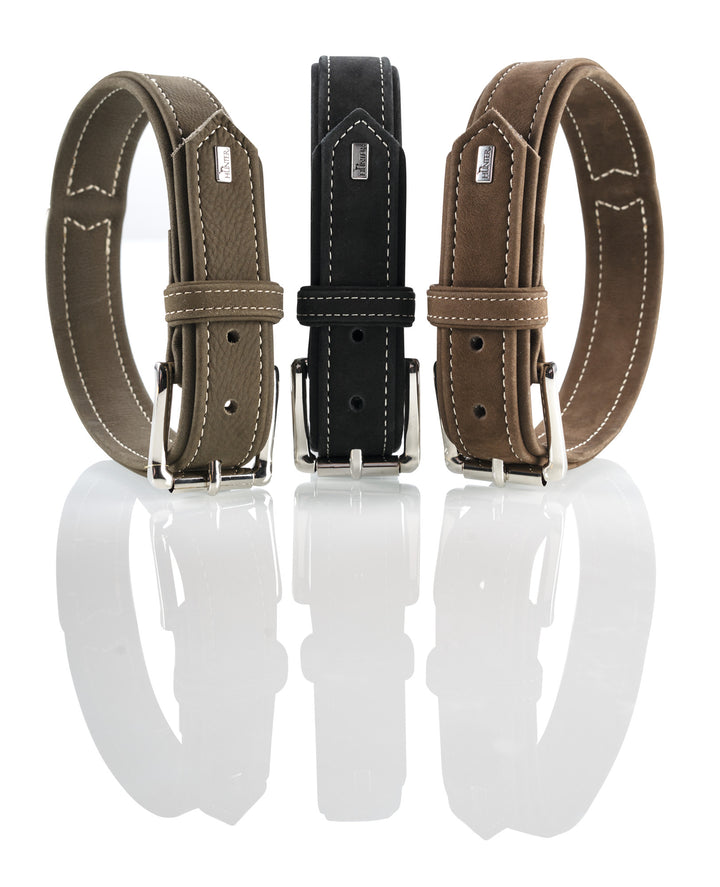 HUNTING Collar - Hunter Pet Store -Made of extra soft nubuck leather -Velvety surface -With contrast stitching -Made in Germany
