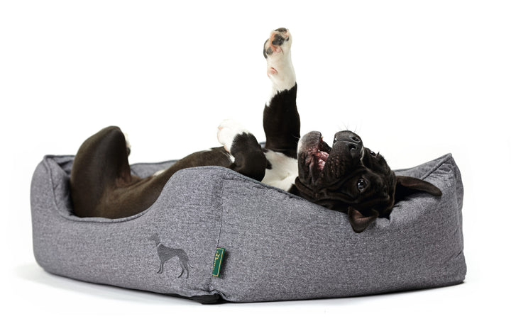 BOSTON Sofa - Hunter Pet Store -Cozy, classic dog sofa with reversible cushions -Reversible cushions, with soft plush trimming on one side -Bulky filling and pleasant feel -With zipper removable cover -Slip-resistant underside -Cover washable at 140°F