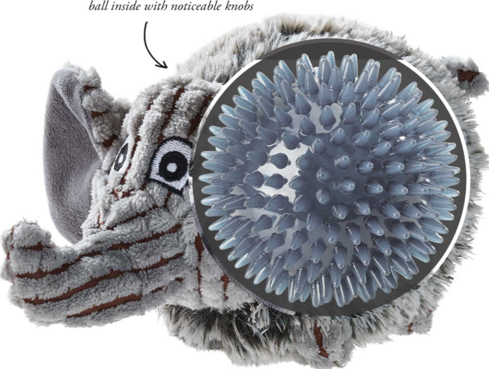 PORI Elephant Dog toy - Hunter Pet Store -soft and fluffy outside -sturdy hedgehog ball made from TPR inside -with a squeaker -washable at 90 °F