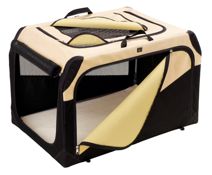 Foldable Dog Crate - Hunter Pet Store -Versatile, durable dog crate -Easy to handle -With light, robust frame -With several well thought-out entry options and »windows« -With cuddly, reversible lying mat -With closable side pocket for important utensils such as vaccination card or tick hooks -Optimal air circulation thanks to mesh inserts -With clever carrying handles -With space-saving storage bag