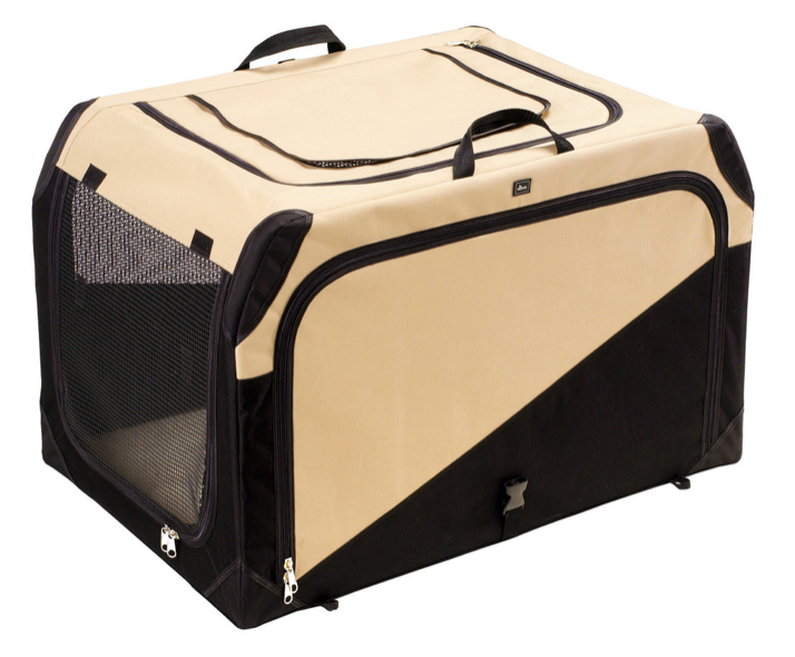 Foldable Dog Crate - Hunter Pet Store -Versatile, durable dog crate -Easy to handle -With light, robust frame -With several well thought-out entry options and »windows« -With cuddly, reversible lying mat -With closable side pocket for important utensils such as vaccination card or tick hooks -Optimal air circulation thanks to mesh inserts -With clever carrying handles -With space-saving storage bag