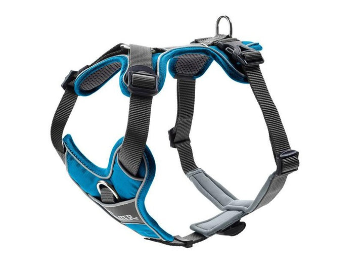 DIVO Harness - Hunter Pet Store -five-point adjustment -ergonomic fit -comfortable padding with soft, breathable mesh material and neoprene -highly reflective thanks to the 3M™ Scotchlite™ Reflective Material and HUNTER logo print -features two D-rings for attaching a leash to the dog’s back and chest -the D-ring on the chest can be tucked away easily