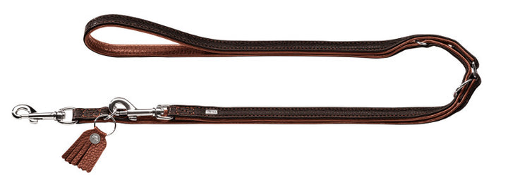 CODY Adjustable Leash - Hunter Pet Store -the grain of each leather makes it a unique -rustic, natural look -3-fold adjustable -with detachable bison leather key fob -from strictly controlled, sustainable breeding -made in Germany