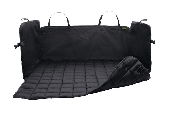 Car trunk cover HAMILTON - Hunter Pet Store -protects the car from dirt and hair -with comfortable, padded lying surface -can be used in many conventional car models -ready for use straight away thanks to practical belt straps with click closure -with integrated bumper protection -washable at 205°F