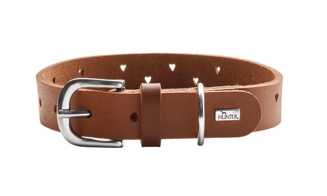 AALBORG Soul Collar - Hunter Pet Store -classic collar, universally usable -especially well-suited to use in dog sports due to a liberal application of oil -particularly tough and hard-wearing leather -with charming heart punching -made in Germany