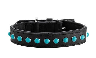 MODICA Collar - Hunter Pet Store -classic collar, universally useable -particularly tough and hard-wearing leather -with decorative trimmings -with leather key ring -made in Germany