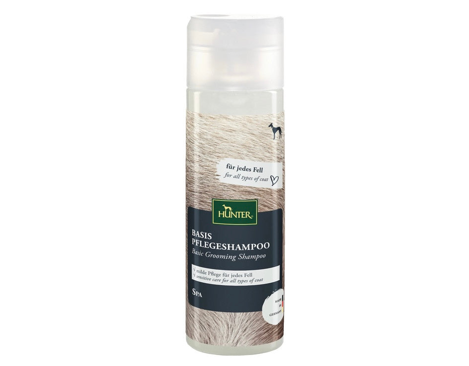 Shampoo Basic Care - Hunter Pet Store -Caring, pH-neutral dog shampoo -Optimally adapted to the different coat structures of dogs -Mild cleansing and moisturizing -For a clean coat and healthy skin -Pleasant, natural fragrance -Free of silicones, mineral oils and paraffins -Made in Germany