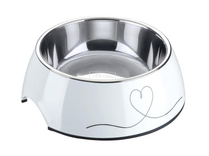 VALENCIA Bowl - Hunter Pet Store -feeding or drinking bowl with melamine -with removable stainless steel bowl -with heart print -slip-resistant rubber rim on the bottom -long-lasting, shock and scratch resistant -easy to clean and dishwasher safe -food safe