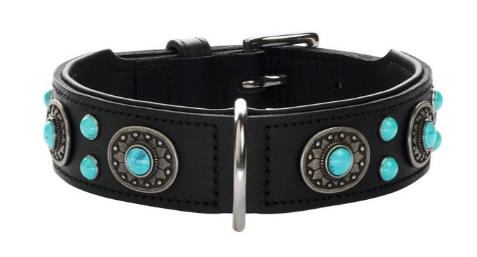 SIOUX Collar - Hunter Pet Store -particularly tough and hard-wearing leather -with decorative trimmings -made in Germany