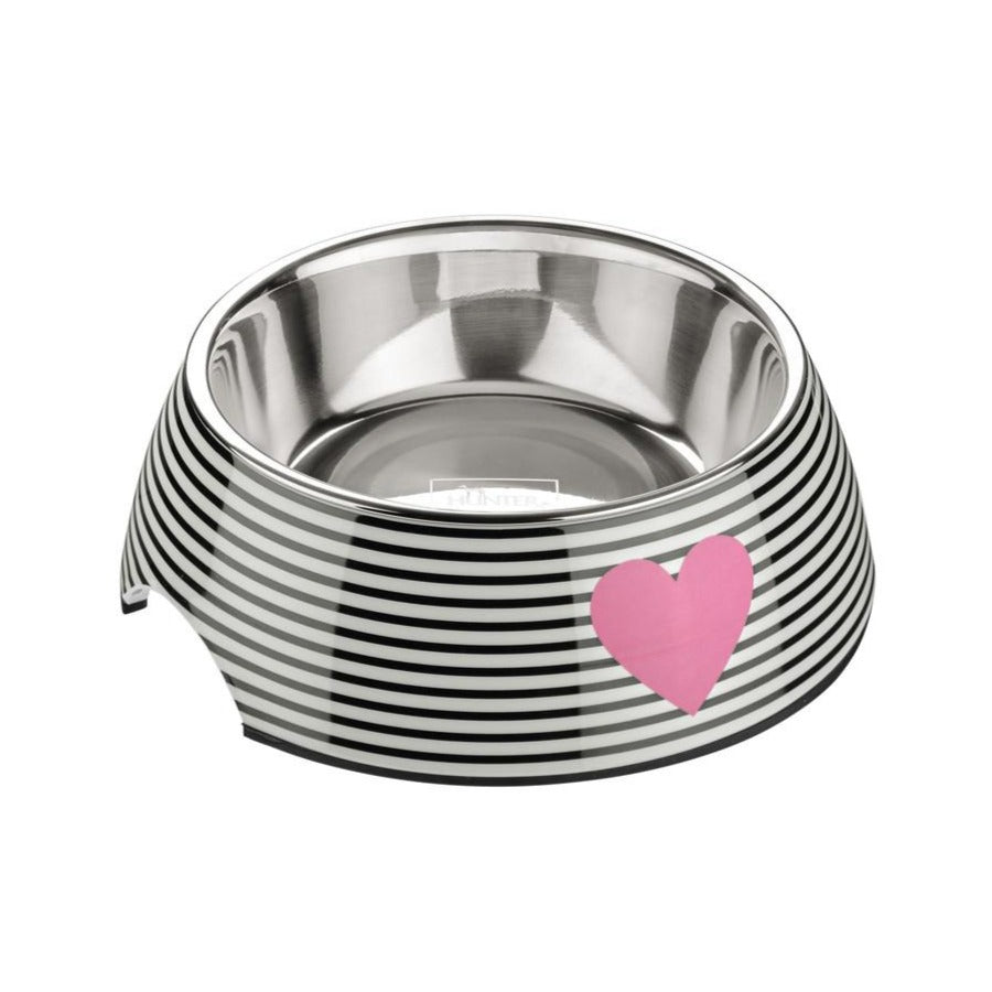 BIRI Bowl - Hunter Pet Store -feeding or water bowl with melamine casing -with removable stainless steel bowl -melamine: high impact and scratch resistance -anti-slip due to rubber feet -easy-care and dishwasher safe -food safe