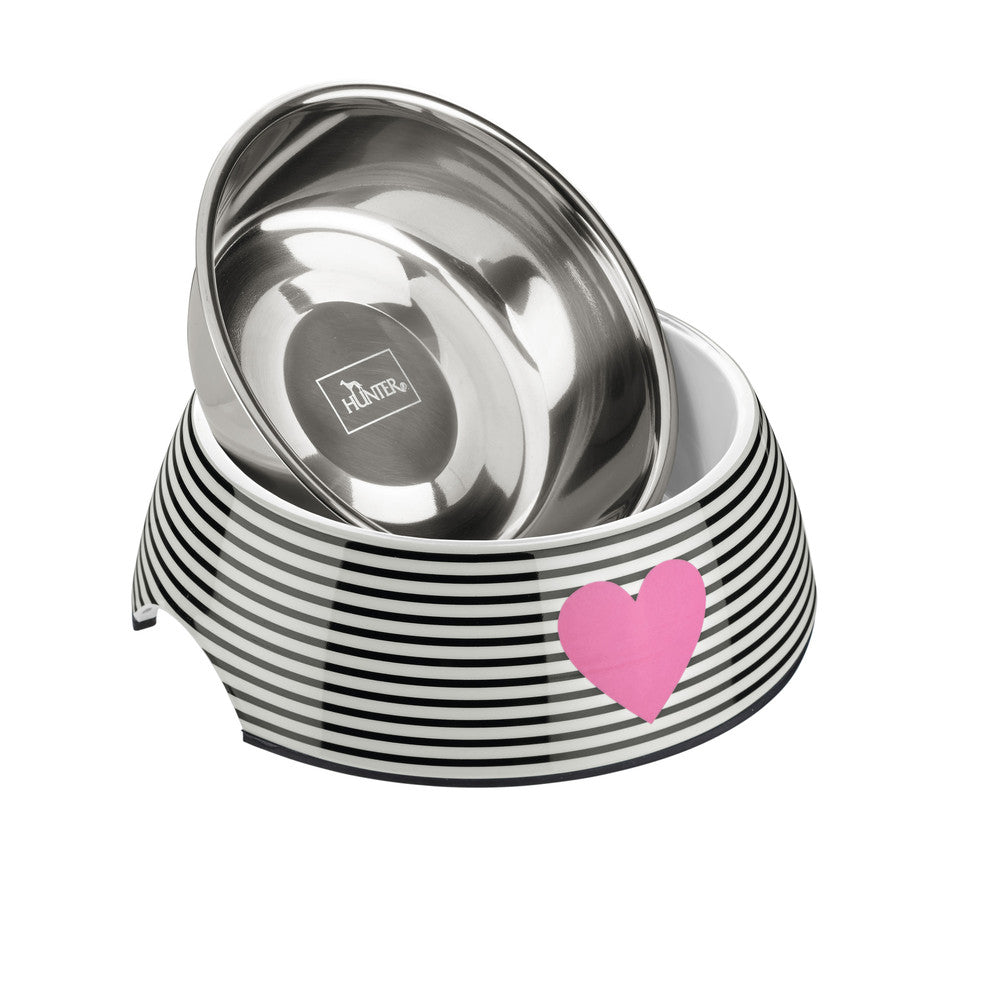 BIRI Bowl - Hunter Pet Store -feeding or water bowl with melamine casing -with removable stainless steel bowl -melamine: high impact and scratch resistance -anti-slip due to rubber feet -easy-care and dishwasher safe -food safe