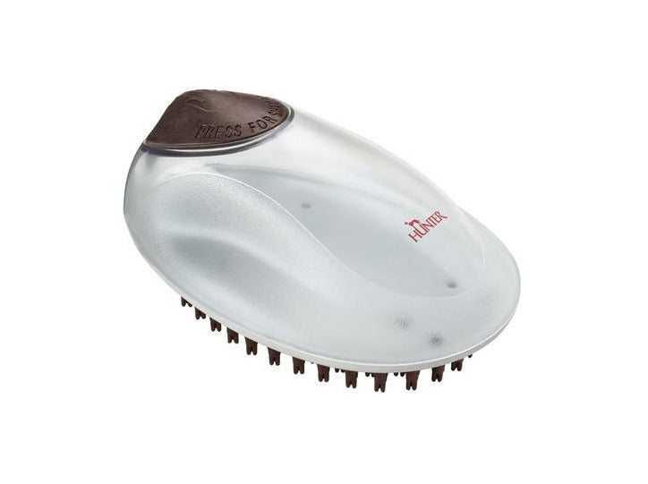 Grooming currycomb SPA with integrated shampoo-function - Hunter Pet Store -Curry comb with integrated shampoo function -Suitable for medium-length and long fur -Special threefold massage pins -Brush can be filled with shampoo -Ergonomic design for optimum handling