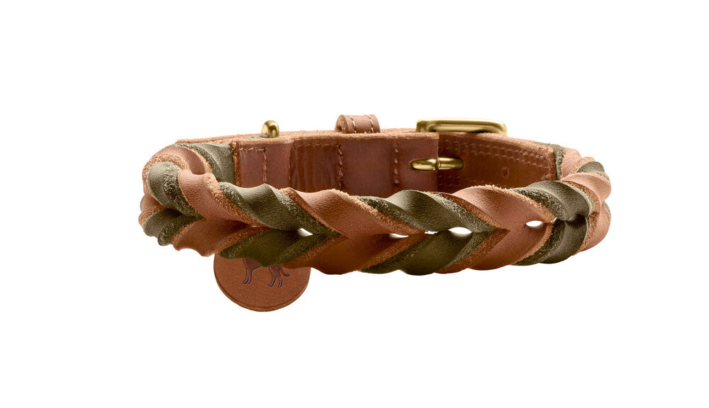 SOLID EDUCATION Duo Collar - Hunter Pet Store -classic collar, universally usable -particularly tough and hard-wearing leather -rounded edges -hand-braided -with a leather keyring -made in Germany