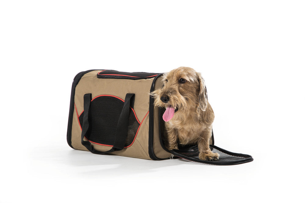 KANSAS Dog Carrier - Hunter Pet Store -Carry bag for pets weighing up to 14.3 lbs -Large ventilation opening for optimum air circulation -Two entrances -Can be folded to save space -Removable imitation lambswool inlay -Washable