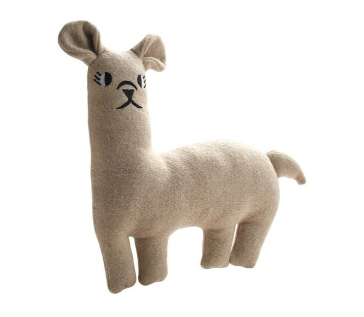 TIRANA Lama Dog toy - Hunter Pet Store -cute animal dog toy, without squeaker -for playing, cuddling and loving -made of up-cycled outer material and recycled filling -attractive yet tough material mix of wool and polyester -washable at 86 °F -9.84 in