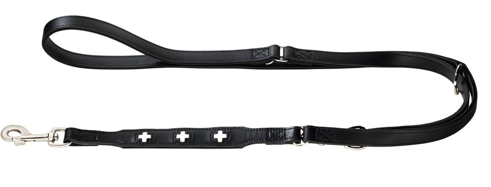 SWISS Adjustable Leash - Hunter Pet Store -especially soft cow leather -crosses are sewn in individually -3-fold adjustable -made in Germany