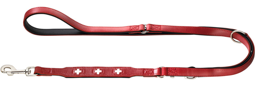 SWISS Adjustable Leash - Hunter Pet Store -especially soft cow leather -crosses are sewn in individually -3-fold adjustable -made in Germany