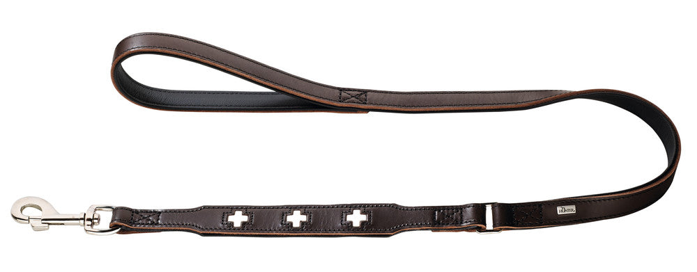 SWISS Leash - Hunter Pet Store -especially soft cow leather -crosses are sewn in individually -with hand loop -made in Germany